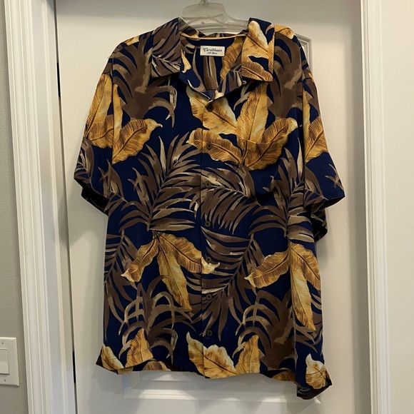 Caribbean Other - Caribbean Men's Casual Button Down Shirt - Blue and Tan Size 3XB